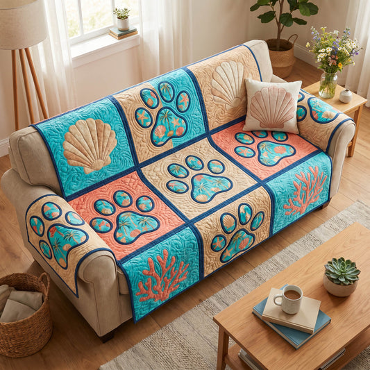 Seaside Paws Quilted Sofa Cover NCU0TD2788