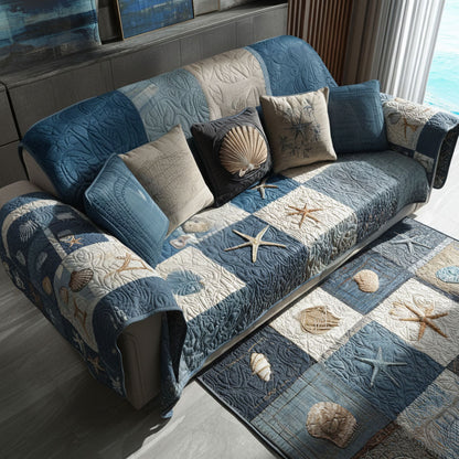 Coastal Quilted Sofa Cover NCU0VT362