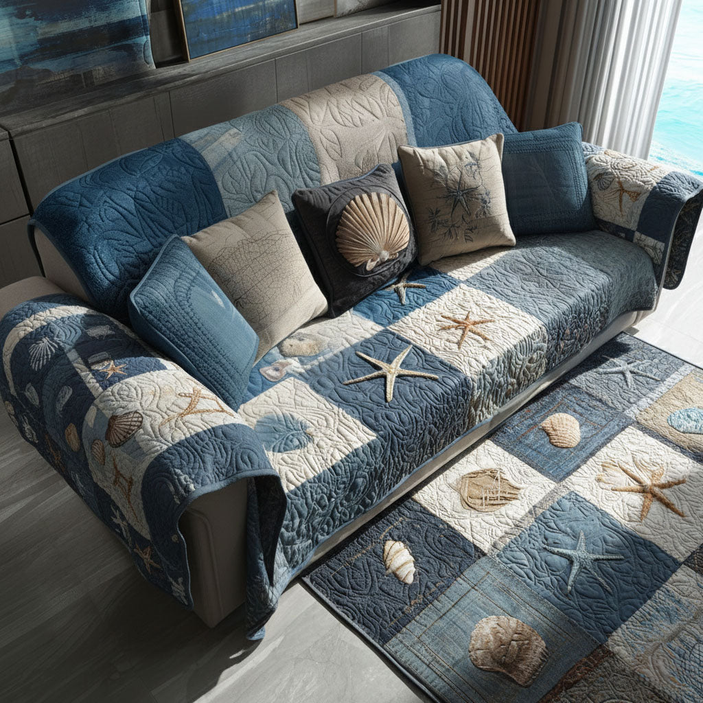 Seaside Peace Quilted Sofa Cover NCU0PT10926