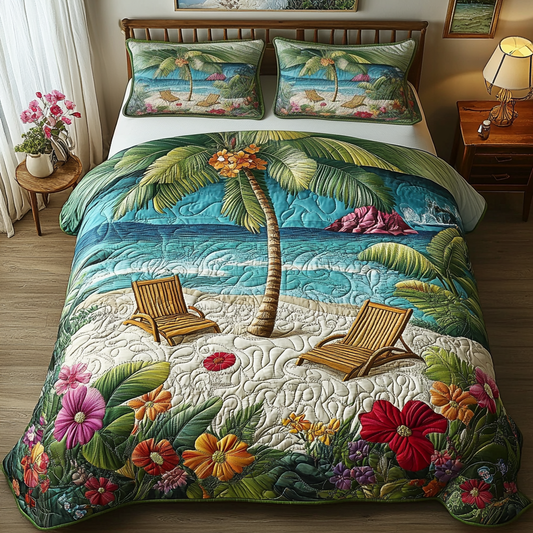 Seaside Retreat 3-Piece Quilted Bedding Set NCU0VH5019