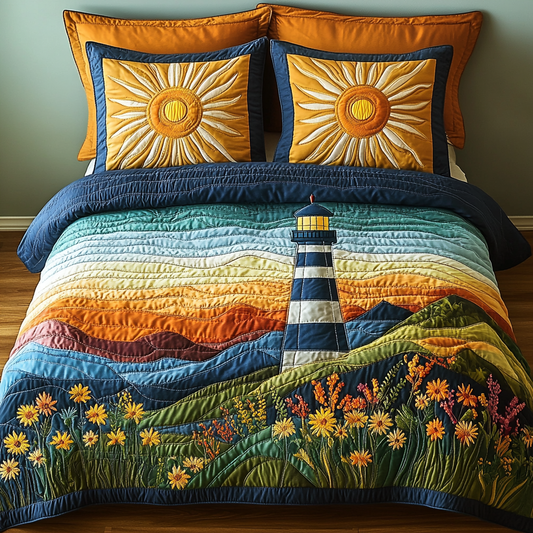 Seaside Sentinel 3-Piece Quilted Bedding Set NCU0DV4591