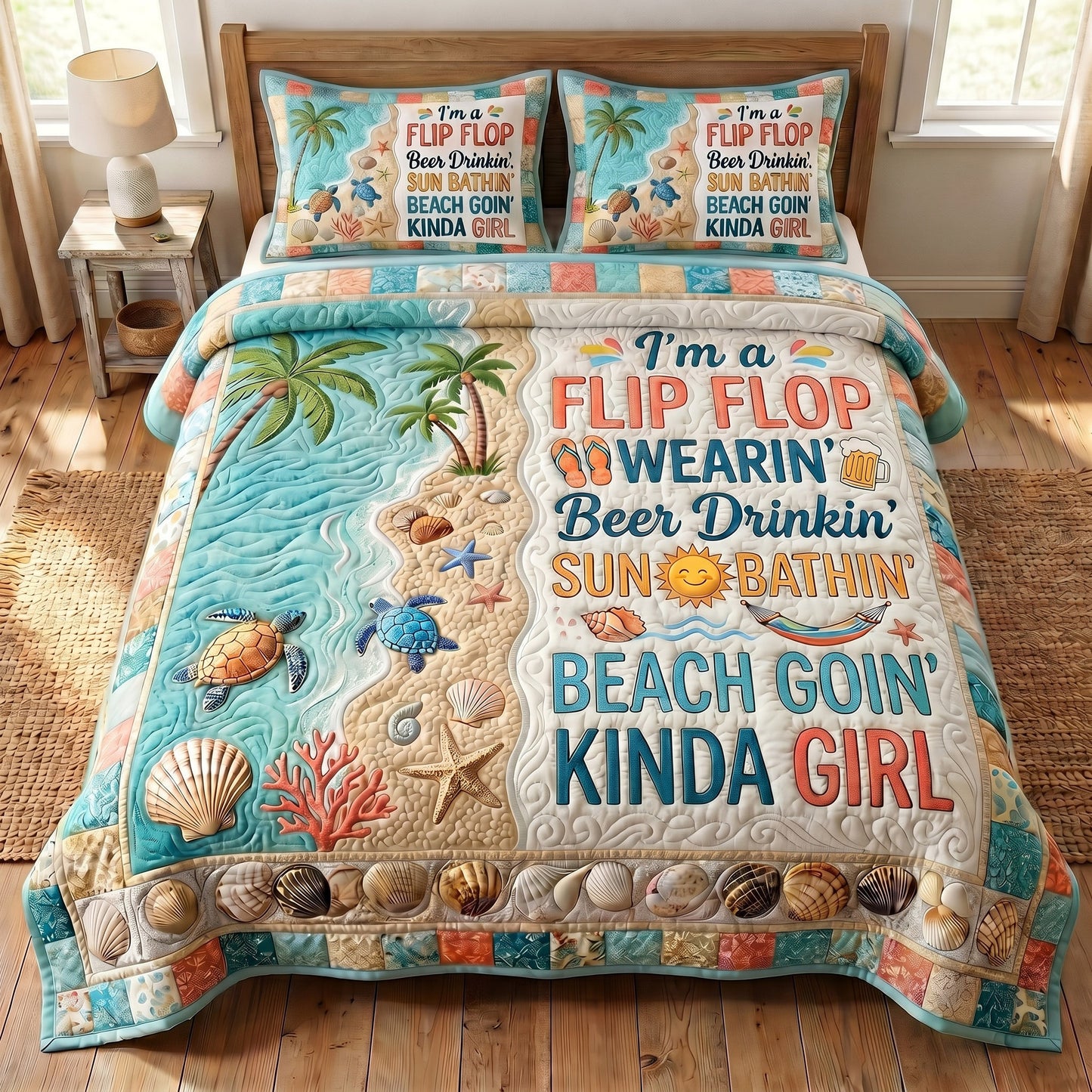 Seaside Serenity 3-Piece Quilted Bedding Set NCU0DV9743