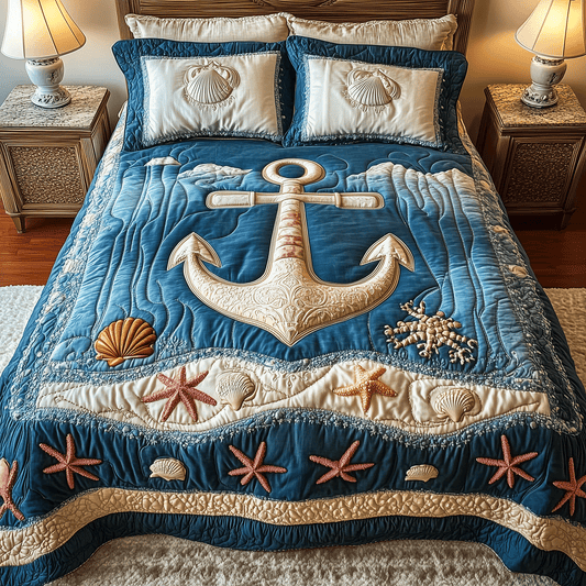 Seaside Serenity 3-Piece Quilted Bedding Set NCU0TH2450