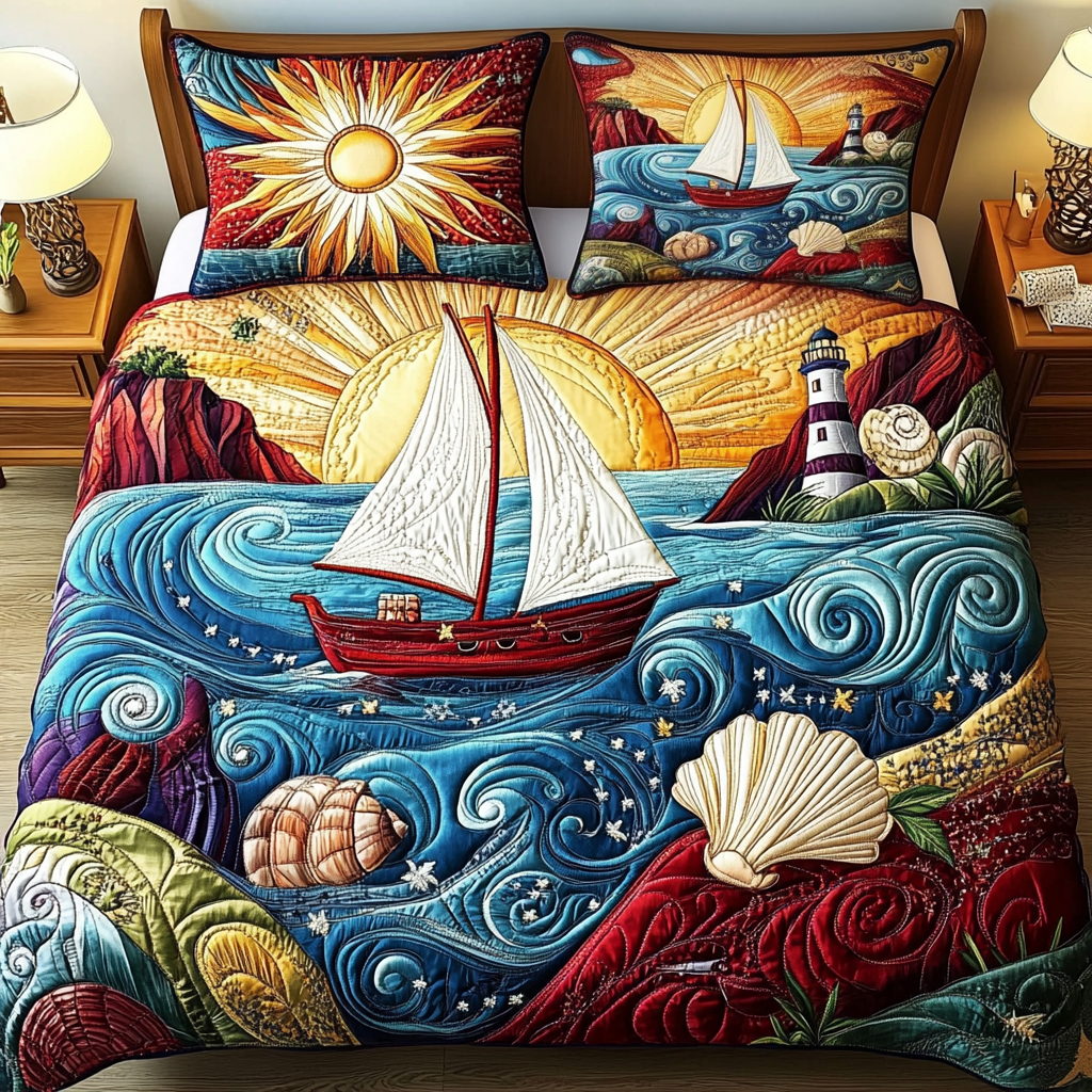 Seaside Serenity 3-Piece Quilted Bedding Set NCU0VL1359