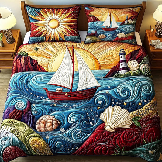 Seaside Serenity 3-Piece Quilted Bedding Set NCU0VL1359