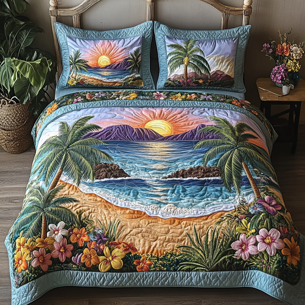 Seaside Serenity 3-Piece Quilted Bedding Set NCU0VL1971