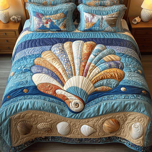 Seaside Shell Quilted Bedding Set NCU0TH2690
