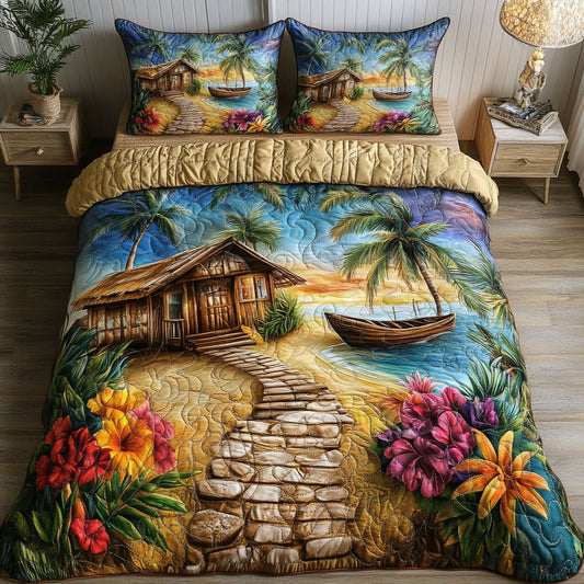 Seaside Tranquility 3-Piece Quilted Bedding Set NCU0NT5602
