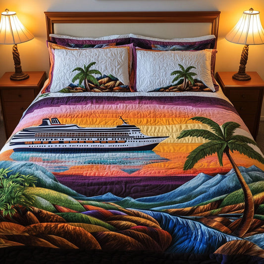 Seaside Voyager 3-Piece Quilted Bedding Set NCU0PT8040