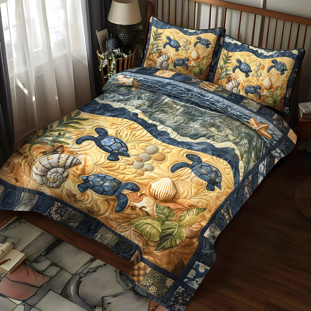 Seaward Hatchlings 3-Piece Quilted Bedding Set NCU0TH1334
