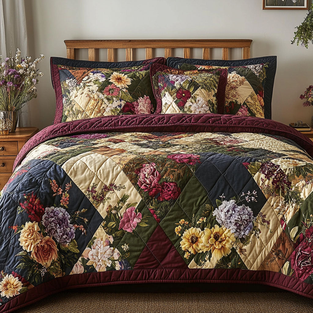 Secret Garden Blooms 3-Piece Quilted Bedding Set NCU0PT5143