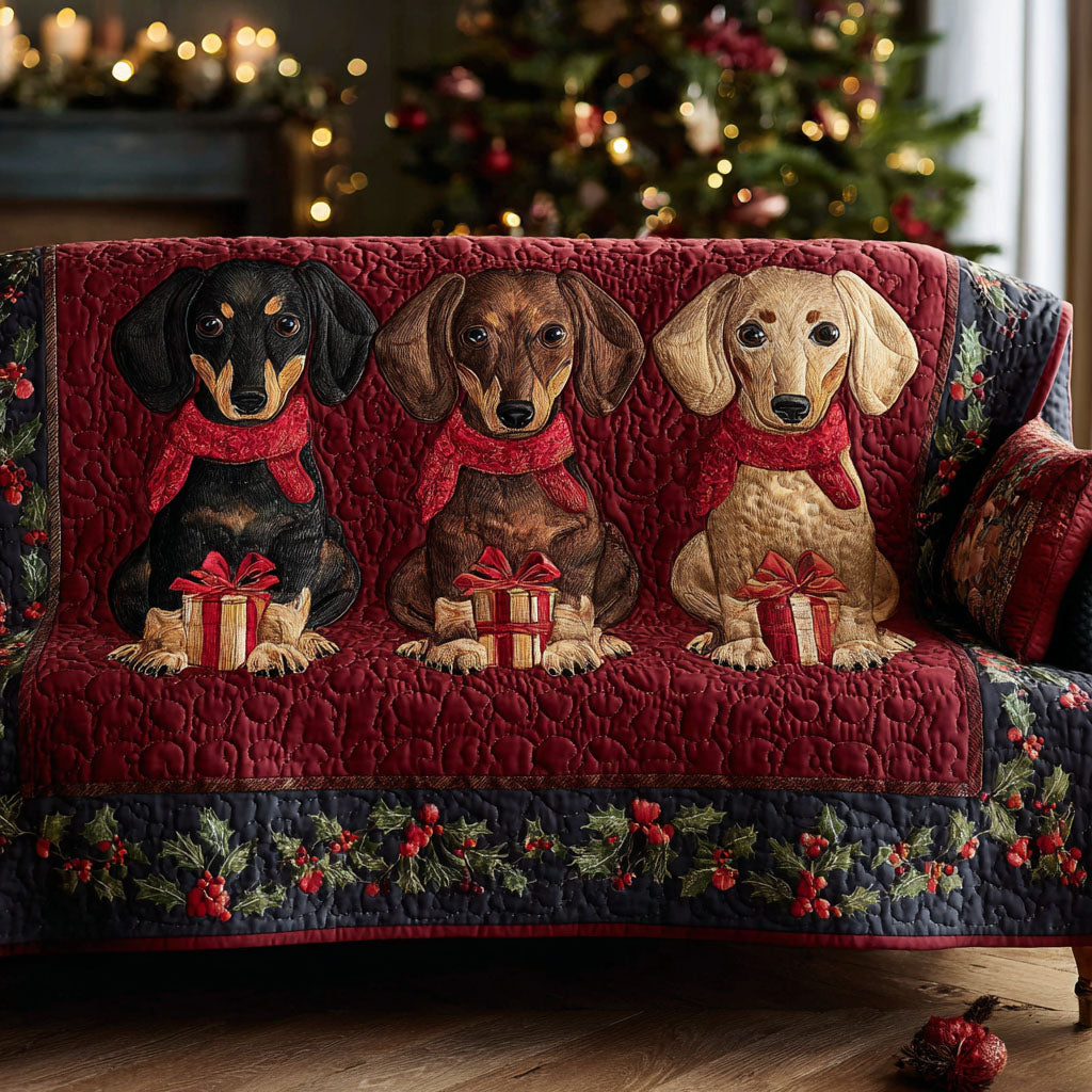 Secret Gift Puppies Quilted Sofa Cover NCU0TV942