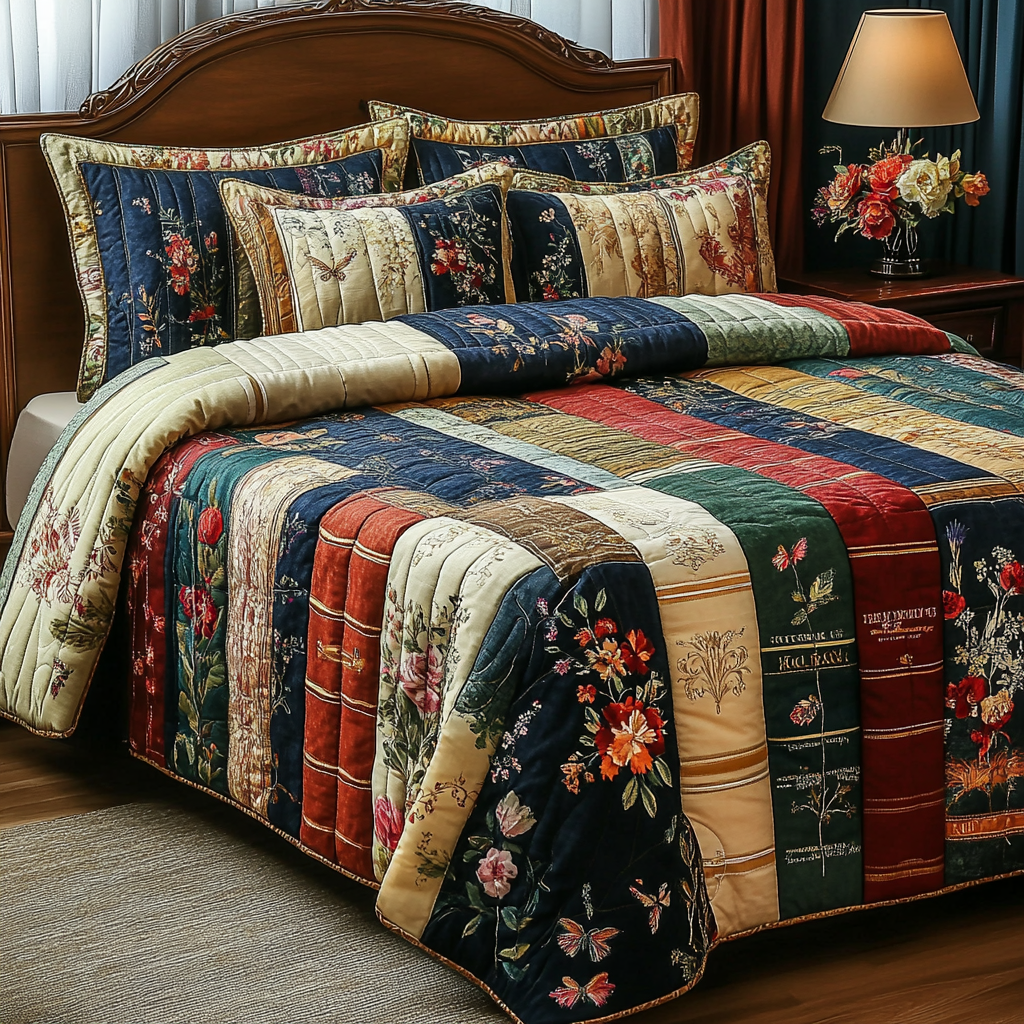Secret Library 3-Piece Quilted Bedding Set NCU0DV4185