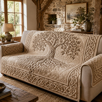 Sepia Ancestral Whispers Quilted Sofa Cover NCU0VL3839