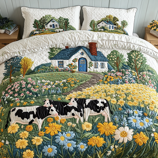 Serene Blooms 3-Piece Quilted Bedding Set NCU0VH3823
