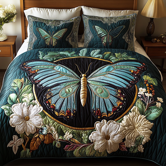 Serene Butterfly 3-Piece Quilted Bedding Set NCU0VH2064