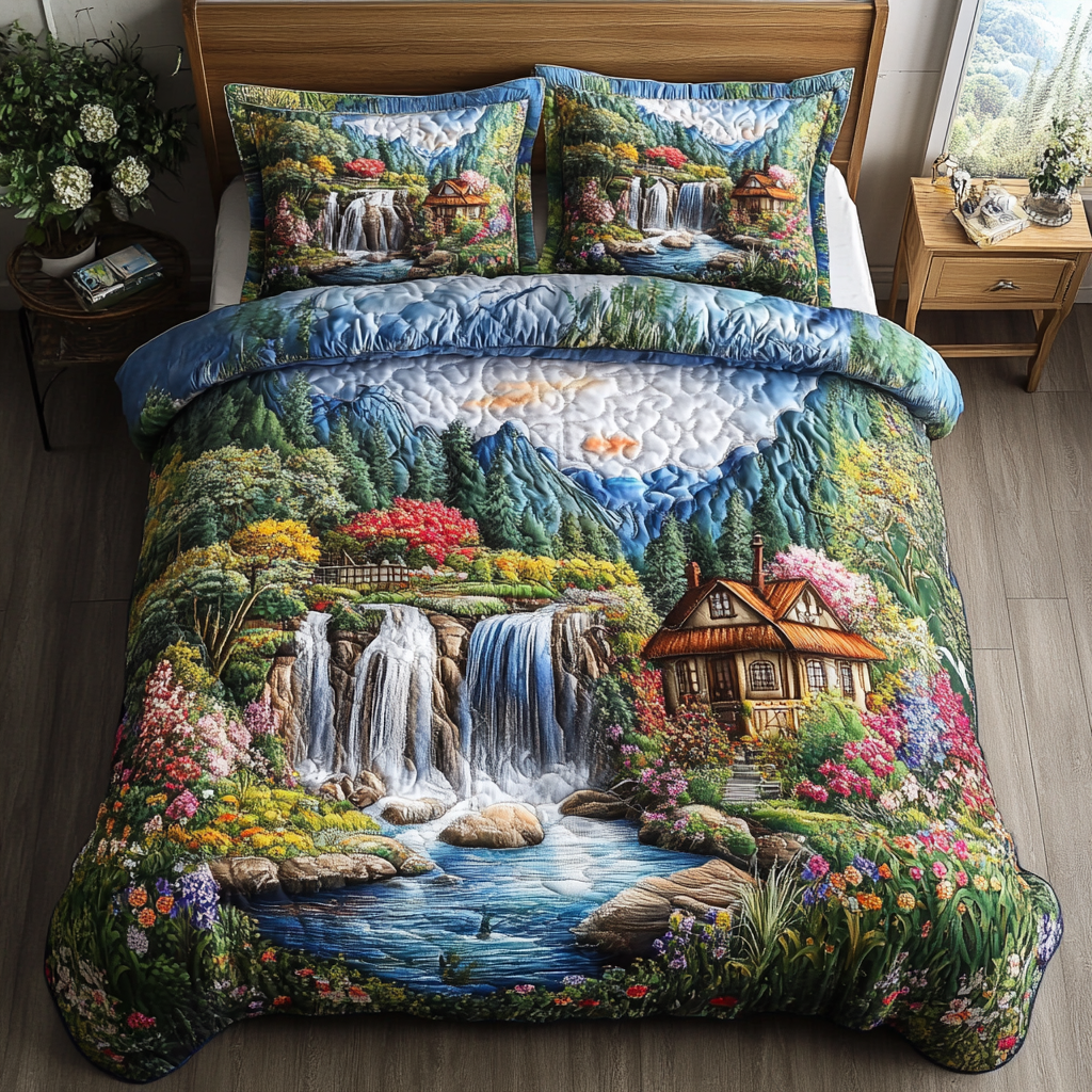 Serene Fields 3-Piece Quilted Bedding Set NCU0DK6182