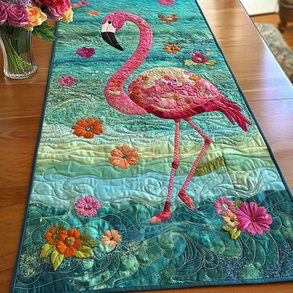 Serene Flamingo Waters Quilted Table Runner NCU0NT4933