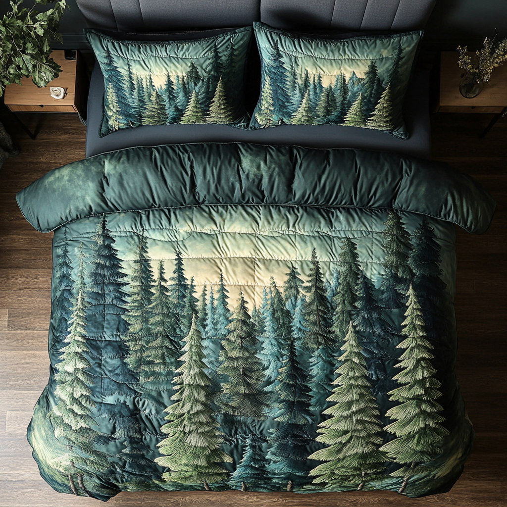 Serene Forest 3-Piece Quilted Bedding Set NCU0VH2362