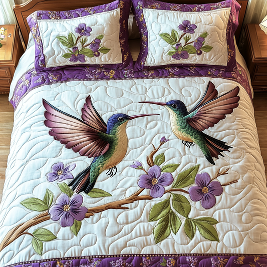 Serene Hummingbird 3-Piece Quilted Bedding Set NCU0VH4602