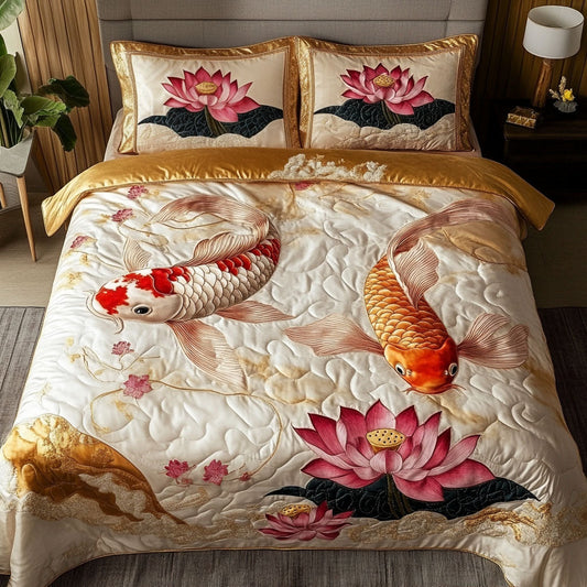 Serene Koi 3-Piece Quilted Bedding Set NCU0NT6395