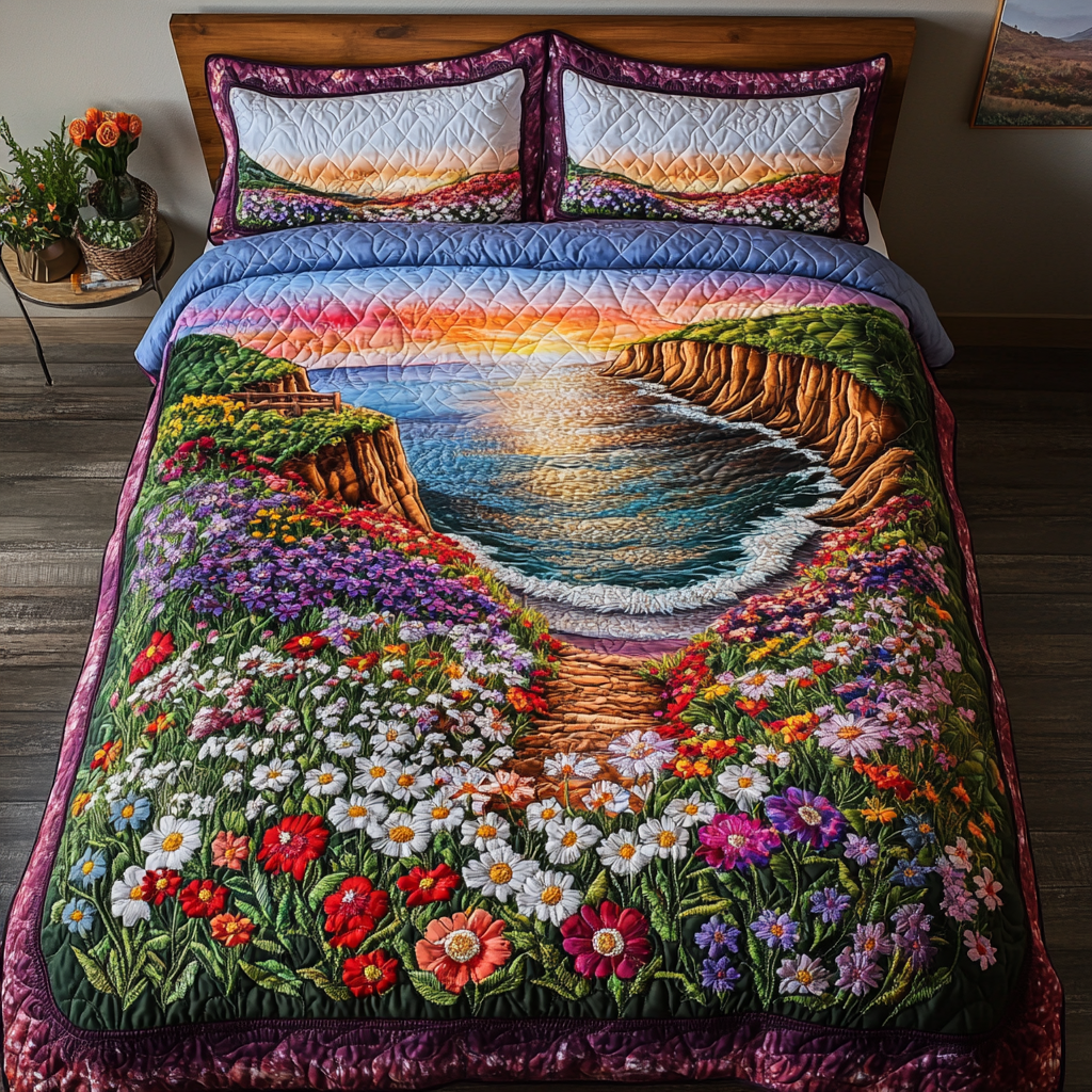 Serene Landscape 3-Piece Quilted Bedding Set NCU0DK6912