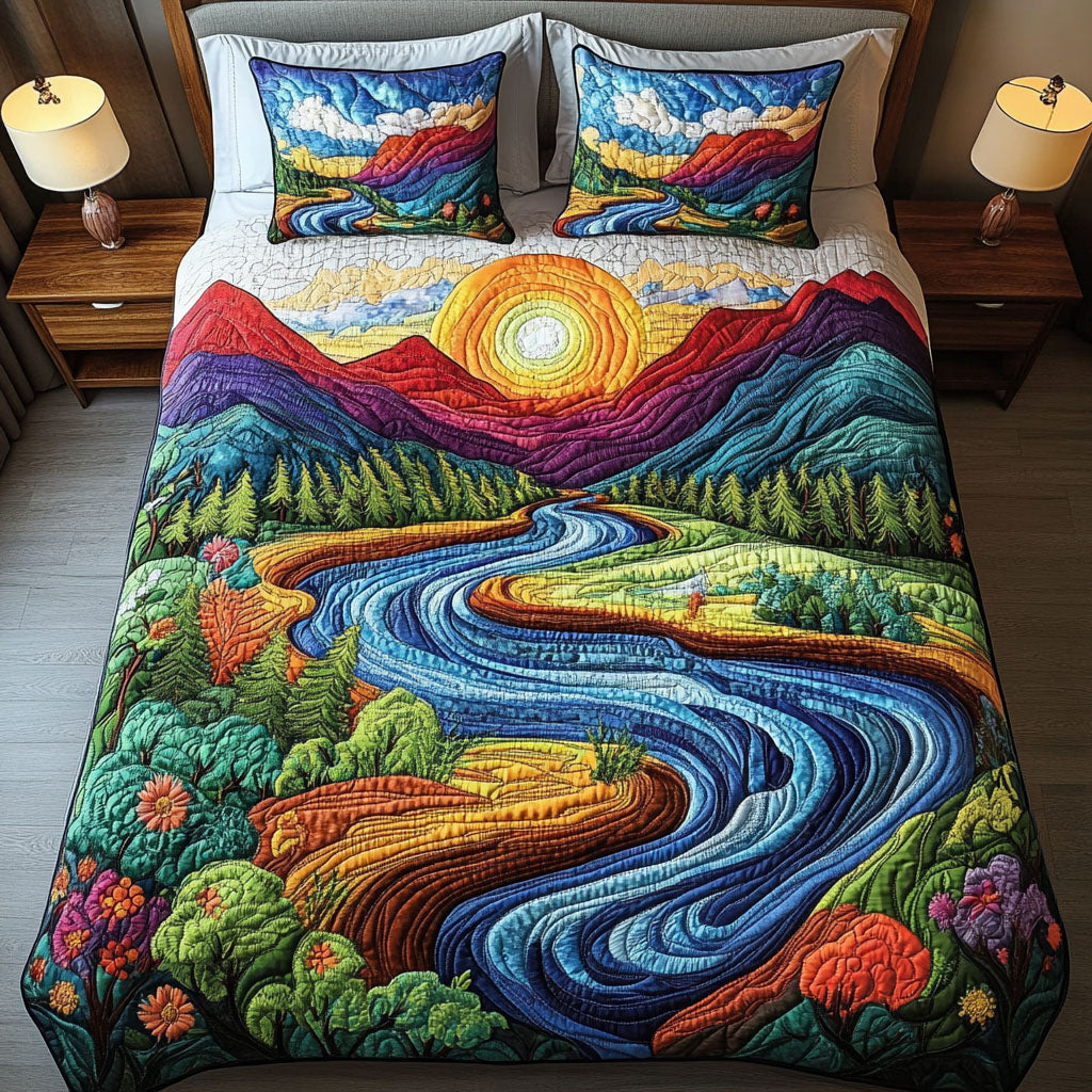 Serene Landscape 3-Piece Quilted Bedding Set NCU0NT3690