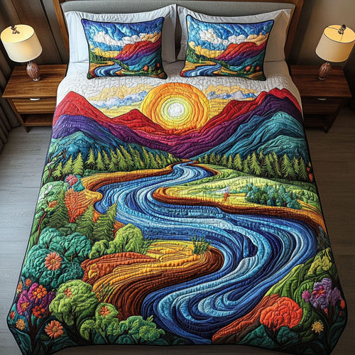 Serene Landscape 3-Piece Quilted Bedding Set NCU0NT3690