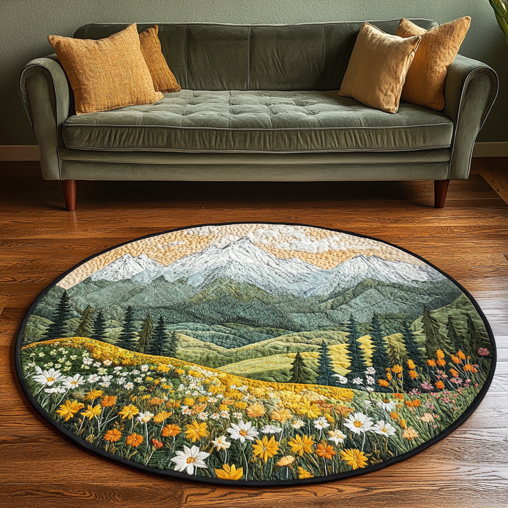 Serene Landscape Quilted Round Mat NCU0DK7104