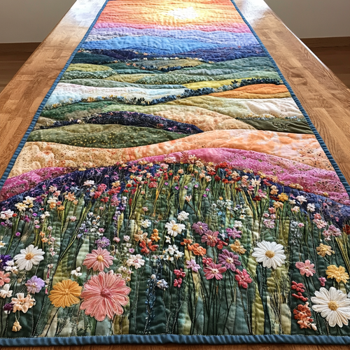 Serene Landscape Quilted Table Runner NCU0DK6858