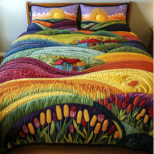 Serene Landscapes 3-Piece Quilted Bedding Set NCU0DK6295