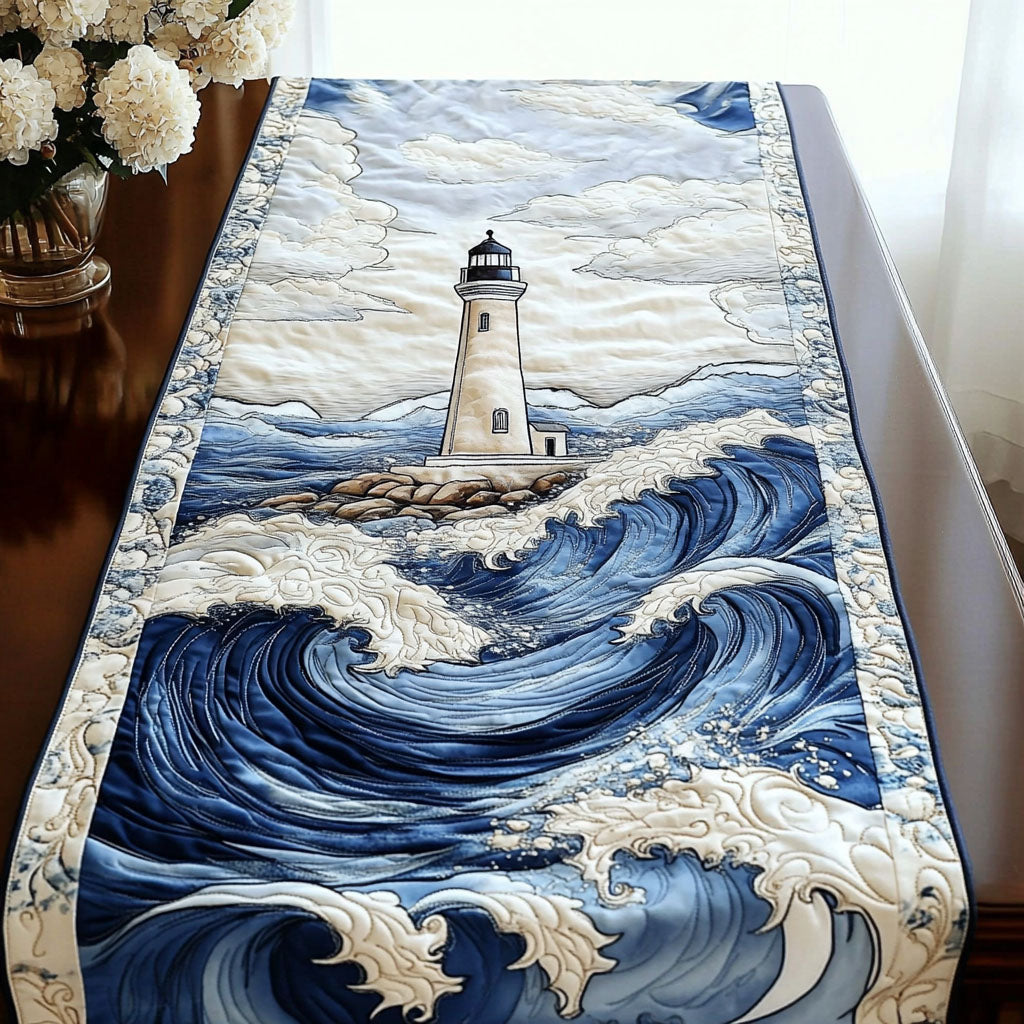 Serene Lighthouse Quilted Table Runner NCU0NT3765
