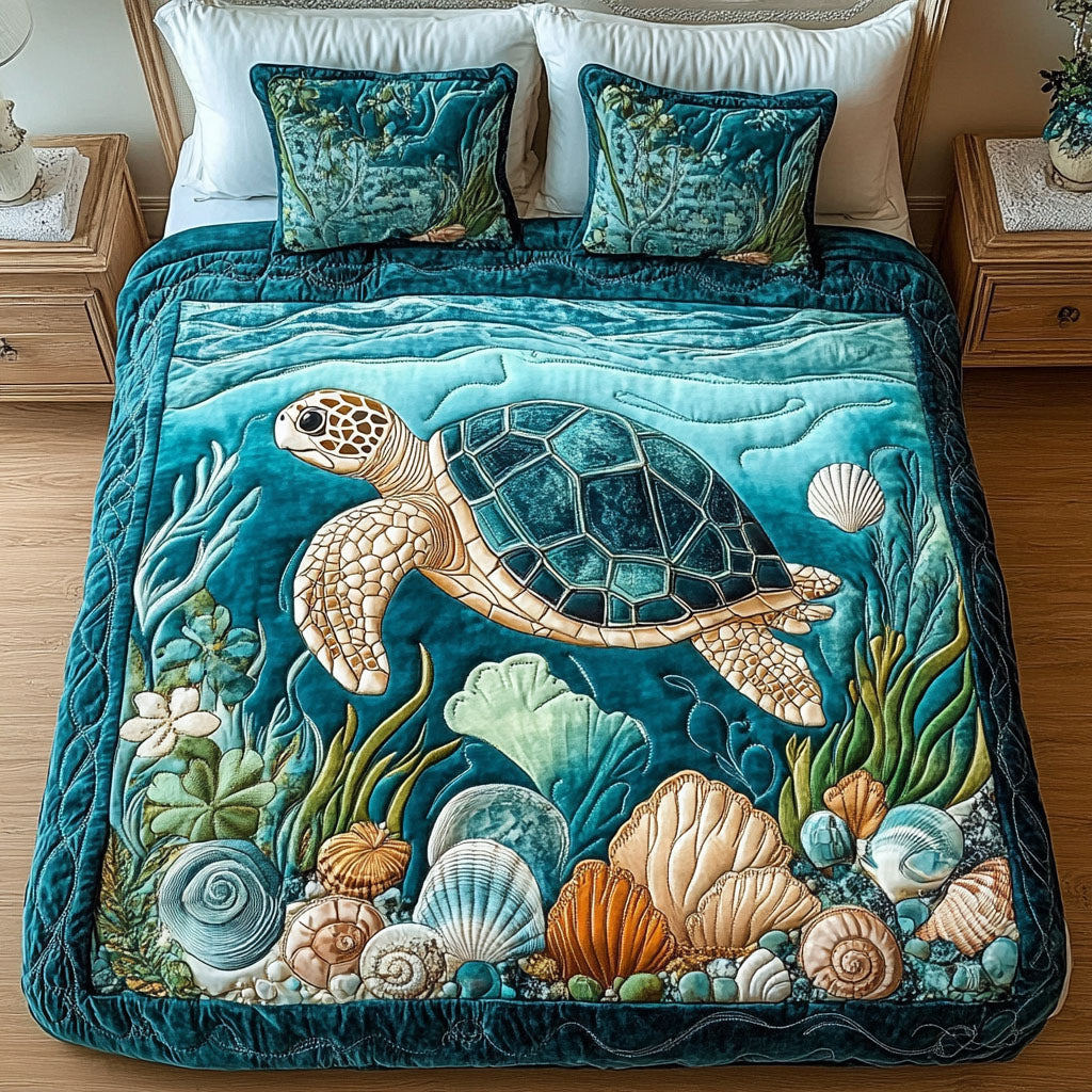 Serene Ocean Escape 3-Piece Quilted Bedding Set NCU0NT4232
