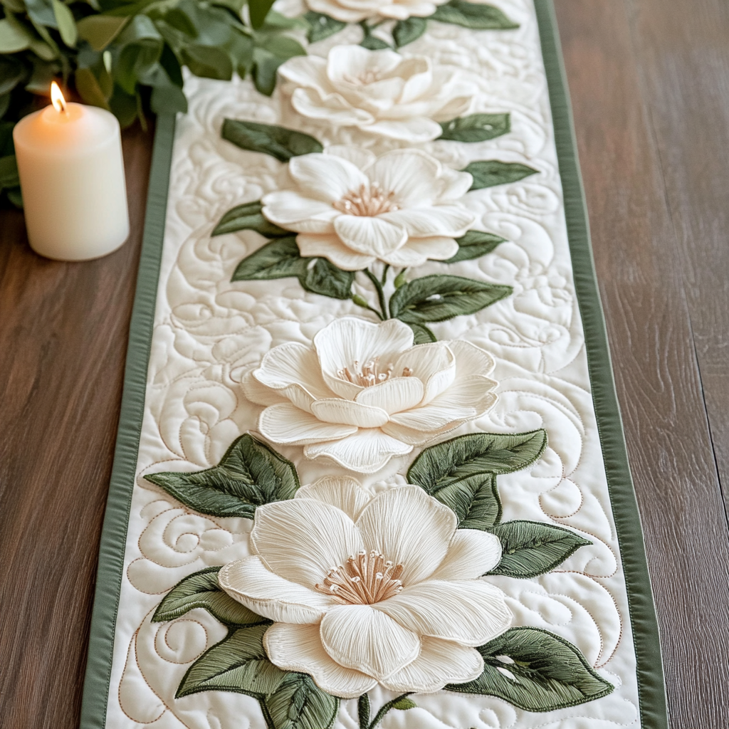 Serene Petals Quilted Table Runner NCU0VH3056
