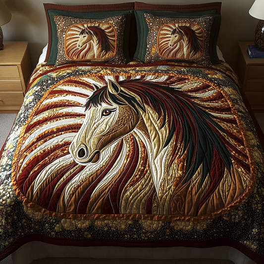 Serene Saddle 3-Piece Quilted Bedding Set NCU0VH2669