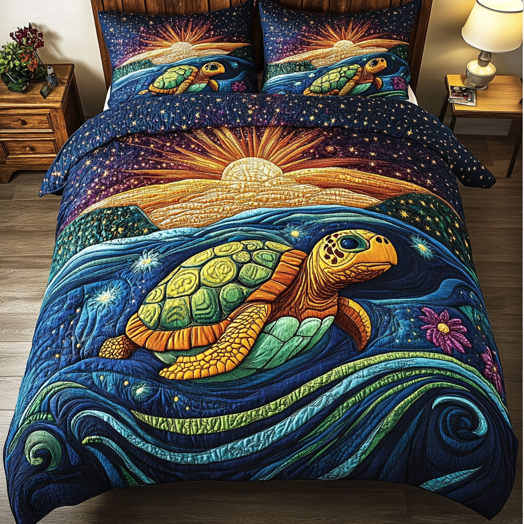 Serene Shells 3-Piece Quilted Bedding Set NCU0DK4024