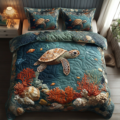 Serene Shells 3-Piece Quilted Bedding Set NCU0DV3517