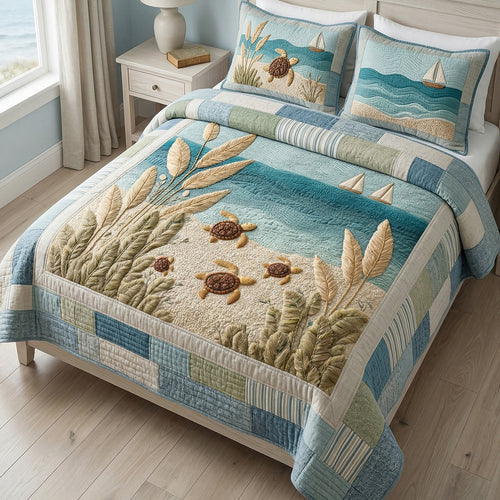 Serene Shore 3-Piece Quilted Bedding Set NCU0NT12702