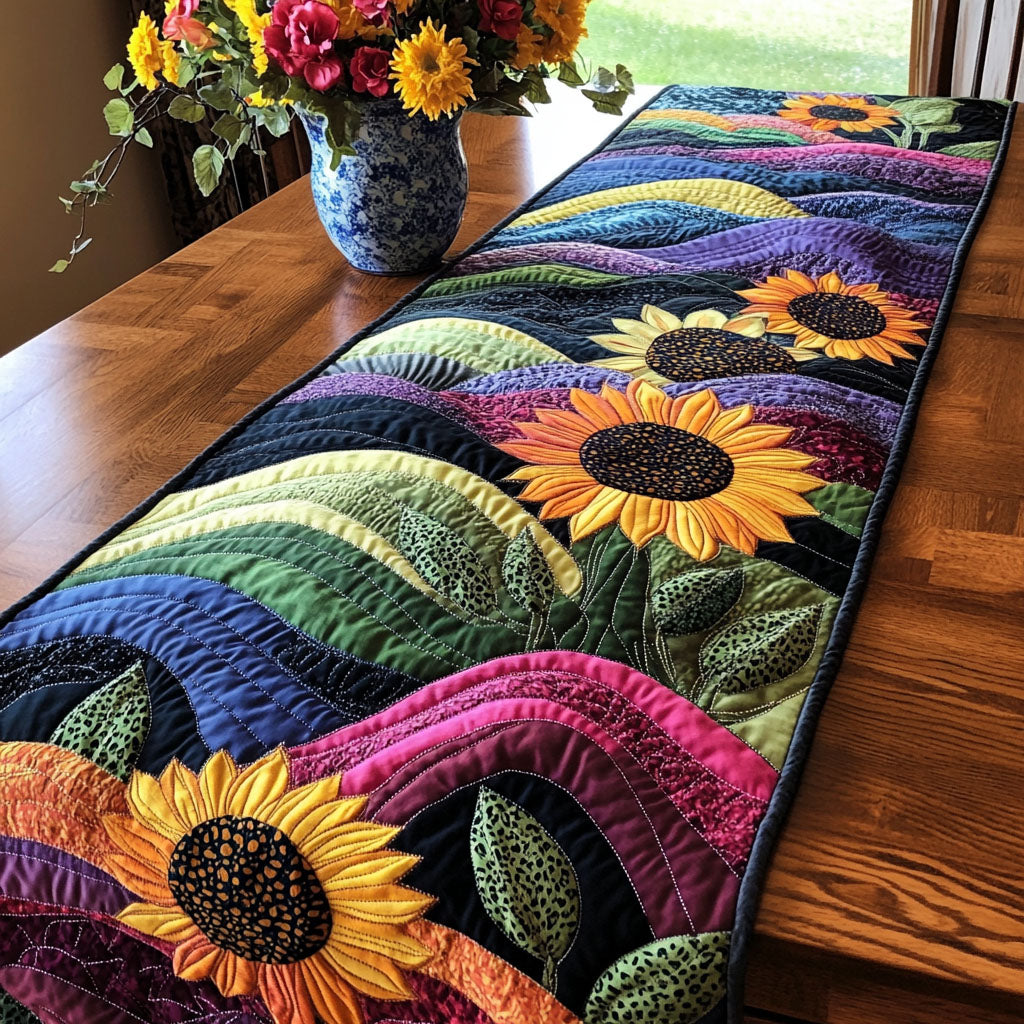 Serene Sunburst Quilted Table Runner NCU0NT7292