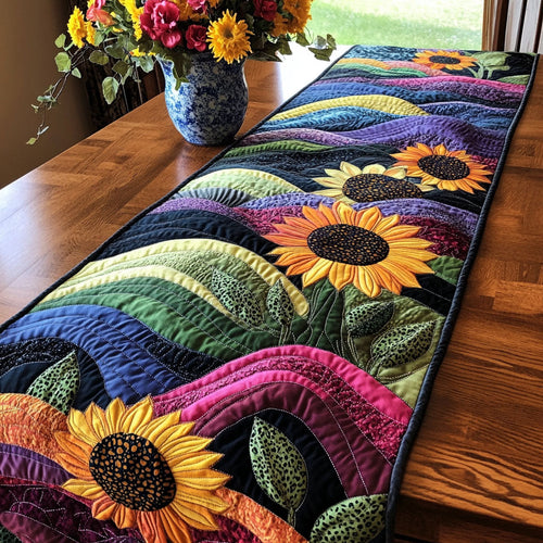 Serene Sunburst Quilted Table Runner NCU0NT7292