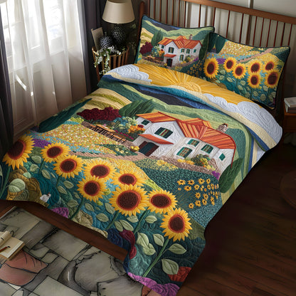 Serene Sunflower 3-Piece Quilted Bedding Set NCU0PT5783