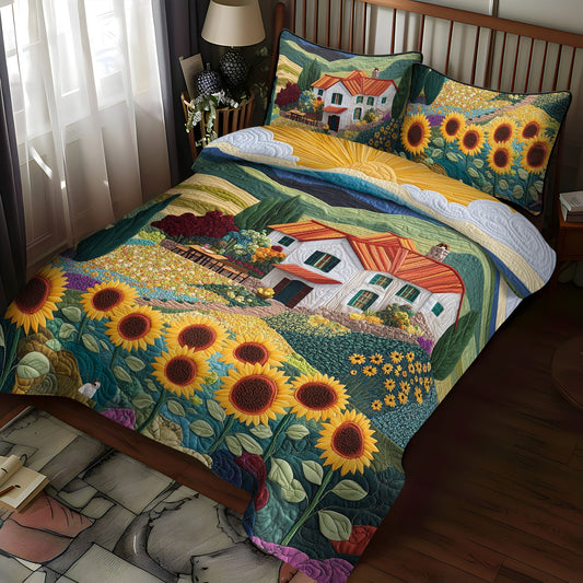 Serene Sunflower 3-Piece Quilted Bedding Set NCU0PT5783