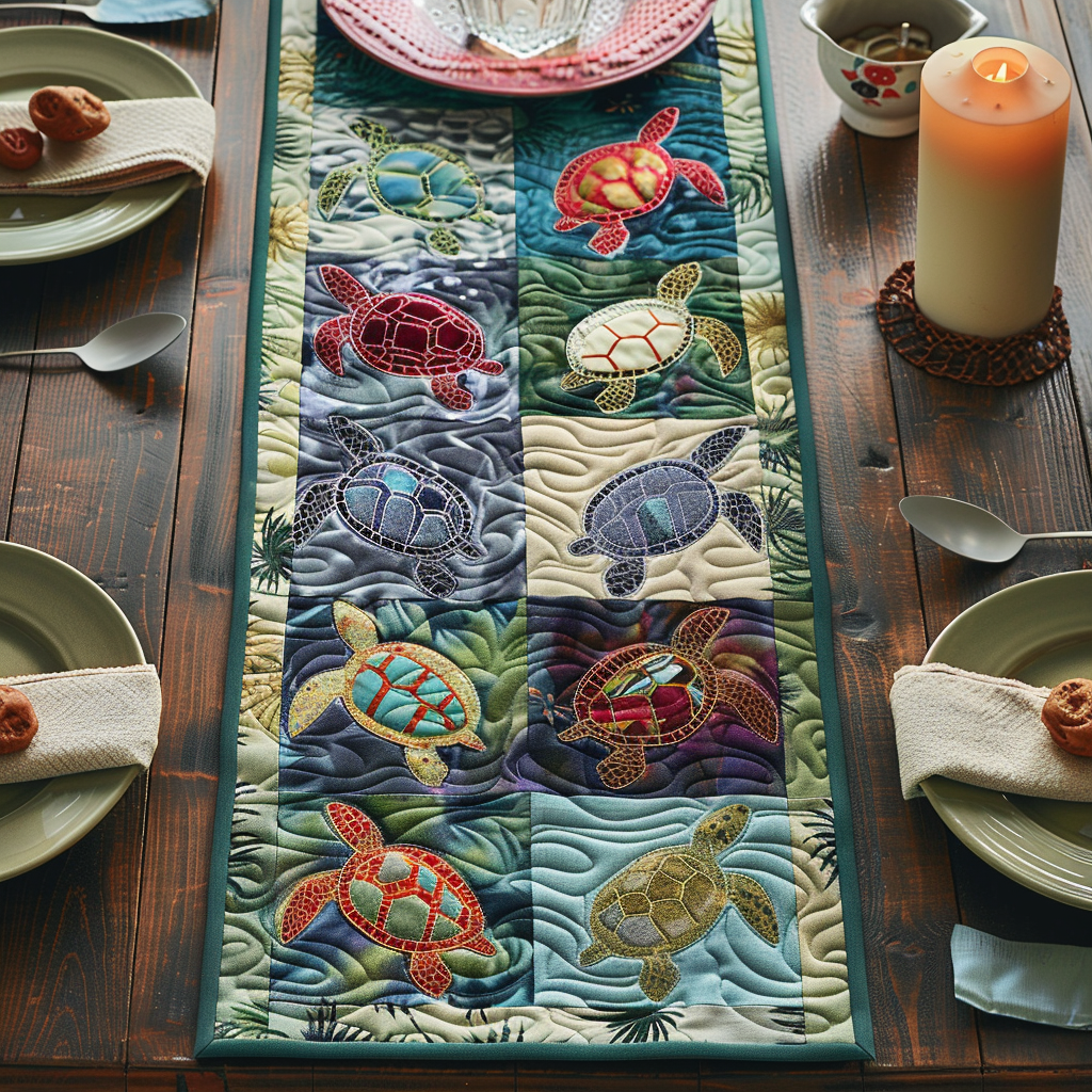 Serenity Turtle Quilted Table Runner NCU0DV210