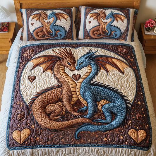 Serenity Dragons 3-Piece Quilted Bedding Set NCU0VH1397