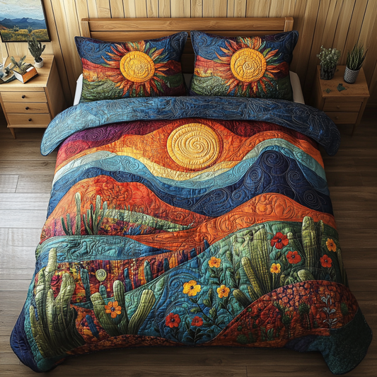 Serenity Field 3-Piece Quilted Bedding Set NCU0DV4053
