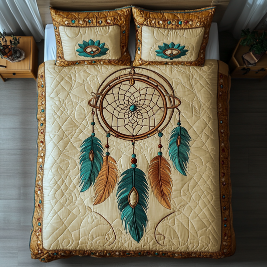 Serenity Hoop 3-Piece Quilted Bedding Set NCU0DK4415