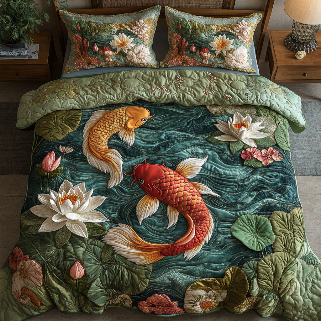Serenity Pond 3-Piece Quilted Bedding Set NCU0DV2954