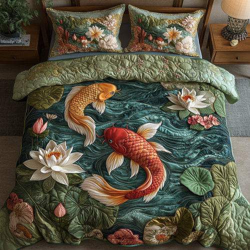 Serenity Pond 3-Piece Quilted Bedding Set NCU0DV2954