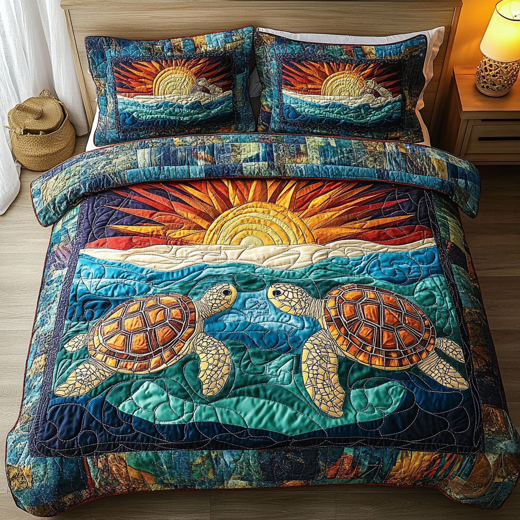 Serenity Shell 3-Piece Quilted Bedding Set NCU0PT3543