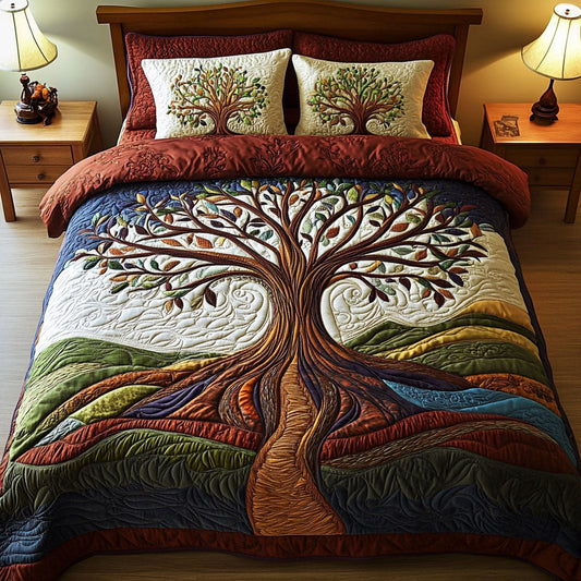 Serenity Tree 3-Piece Quilted Bedding Set NCU0PT3819